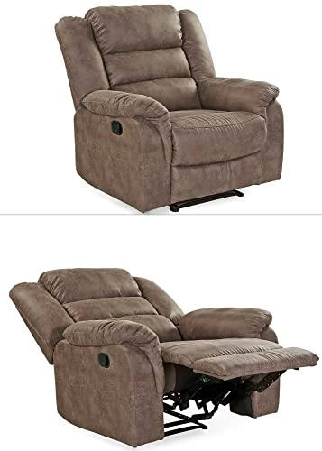 Fernsehsessel mit Taschenfederkernpolsterung und Wellenfedern B95/T93/H103 cm, verstellbarer TV-Sessel dr. praktische halbautomatische Relaxfunktion, Bezug Mikrofaser Vintage Grau Braun / 15132