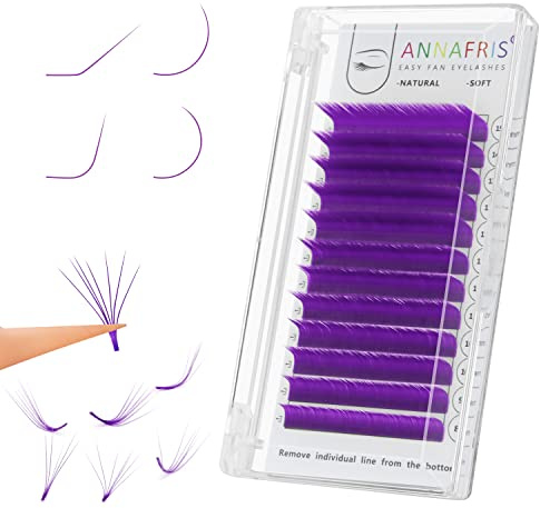 ANNAFRIS Wimpern Extensions Bunte Easy Fan Lashes Lila 0.07 C 8-15mm Mix Farbig Selbstfächernde Wimpernverlängerung Russian Volume Wimpern Easy Fan Wimpern(Purple 0.07-C Mix)