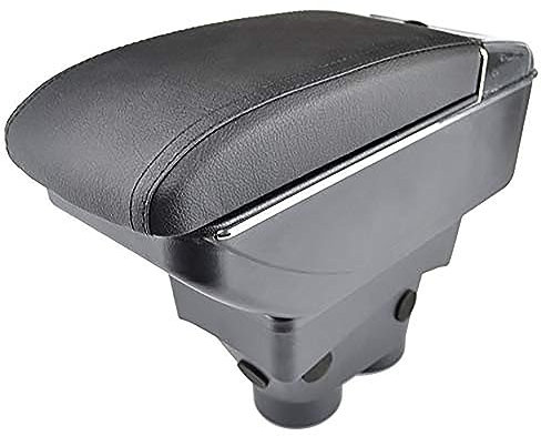 MARXAN Auto Armlehne für Peugeot 208 2013-2018, Zweilagige Mittelkonsole Armauflage Leder Aufbewahrungsbox Port Becherhalter Autozubehör,B/Black-Stitches