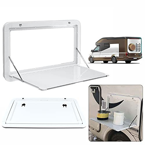 ERICAT Klapptisch, Wohnmobil, Wohnwagen, Picknick, klappbarer Außentisch, Aluminium, weiß, 80 x 45 cm/31,5 x 17,7 cm, Wandmontage, hängender Esstisch, Computer-Arbeitsplatz, Wandmontagetische/2337