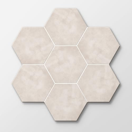 Alwayspon 12 Stück sechseckige LVT Bodenbelag Peel and Stick LVT Fliesenaufkleber, wasserdichte Vinylbodenfliesen für Wohnkultur DIY, 30 x 25 cm, marokkanisches Natur, T034