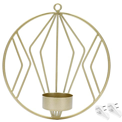 DNCG Dekorative Regale, geometrische runde Wand-Kerzenhalter, Metallornamente for Heimdekoration, Gold/125