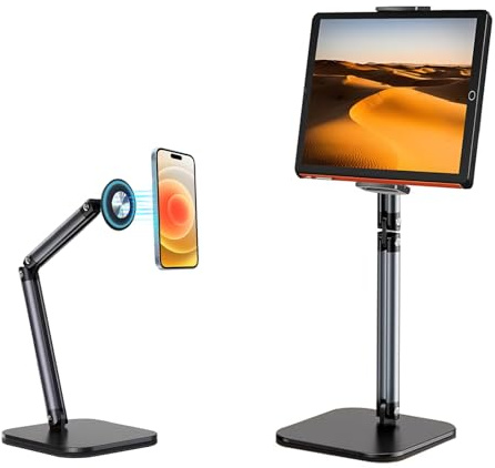Kaishuai Tablet terung magnetisch,ipad ständer,Handy Halterung Magnet für handyhalterung Tisch mit Handy Kompatibel,iPad mini,Pro,iPad Air und die meisten Tablets Stand-Schwarz