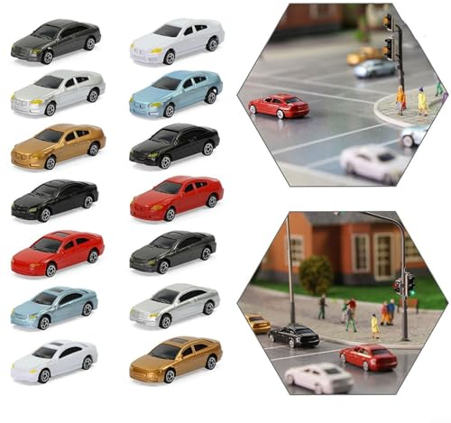 HEIBTENY 50 Stück Modellautos Farbiges Modellauto Im N-Maßstab 1:160 Modelleisenbahn Landschaft Straßenlayout