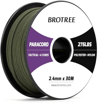 Brotree Paracord 275 2,4mm 30M Nylon Seil mit 4 Kern Schnur | 125kg (275lbs) Bruchlast, Spule, Camping, Angeln, Überleben, Basteln, Armband, Outdoor und DIY