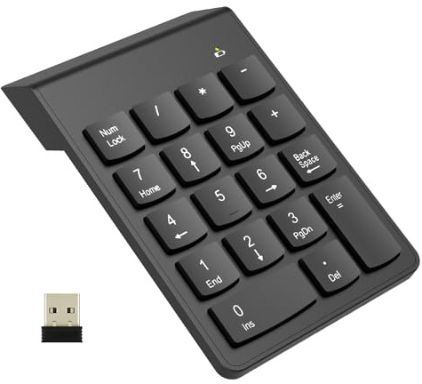 NOOX Almohadilla numérica inalámbrica, teclado numérico, teclado numérico, portátiles, accesorios de computadora de escritorio, compatible con Chromebook NoteBook EliteBook MateBook, teclado USB de 10