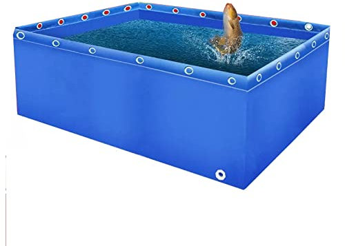 Aquariumbecken, PVC-Segeltuchteiche mit Ablassventil, temporärer Auffangbehälter für Salzwasserfische, 0,5 mm Planenwasserspeicherbecken zum Schwimmen von Koi-Fischen und Schildkröten (Farbe: Blau,