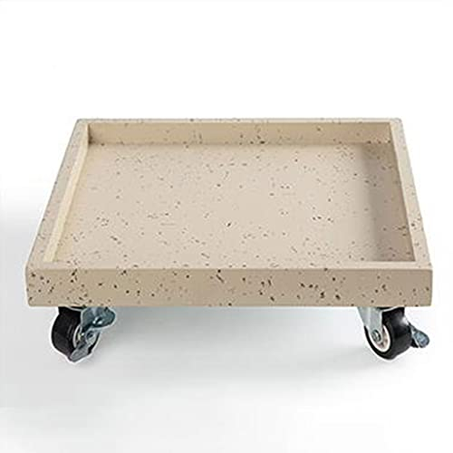 YCZHD Quadratisches Pflanzenpaletten-Caddy,Blumentopf Mover Pflanztopf Palettenwagen mit Universalrollen für Outdoor & Indoor Pflanzenständer(Size:34cm/13.3in,Color:Beige)