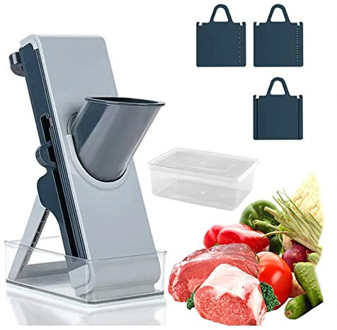 CVNIMV Multifunctional Mandoline Slicer, for Potatoes,Vegetable,Meat,Onions Vegetable Slicer, Veggie Cutter with Container, Thickness Adjuster Multi Blades