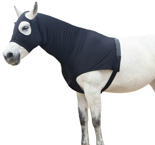 Gallopoff Halsteil Ekzem, Brustschutz Pferd Decke, Halsdecke Pferd, Schulterschutz für Pferde, Stretch Kapuze mit Reißverschluss und Vollgesicht Halsabdeckung