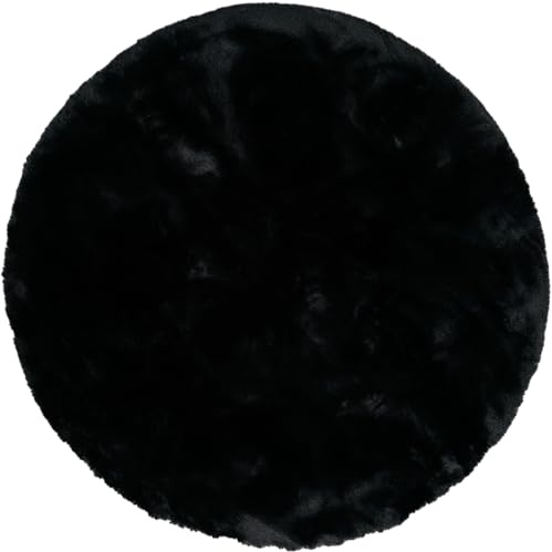Consilio Concept Cloud Fellteppich 160x160 schwarz Teppich Supersoft 39 mm Höhe Soft weich Hasenfell Imitat beige braun Wohnzimmerteppich Kinderzimmerteppich Küchenteppich Flurteppich