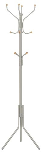 SONGMICS Coat Rack Stand, Coat Tree, Metal Hall Tree, Free Standing, 49 x 182 cm, 12 Hooks, for Clothes, Hats, Bags, Cuppuccino Beige RCR019K01