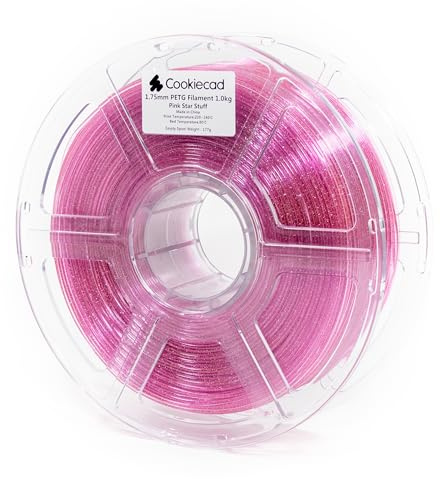 Cookiecad Pink Star Stuff Translucent Pink Glitter PETG 3D Printer Filament 1.75mm 1kg