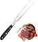 Fourchette a Viande en Acier Inoxydable de 30 cm avec Poignée en Bois, pour Steak, Rôti, Poulet Rôti & Légumes - Fourchette pour Grill Non Tachetée avec Longues Dents pour Retourner et Fixer