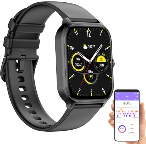 Newgen Medicals Schrittzähler: Fitness-Smartwatch mit 1,93 Display, Freisprechen, 100 Sportmodi, App (Smartwatch mit Freisprechfunktion, Damen wasserdicht, Smart)