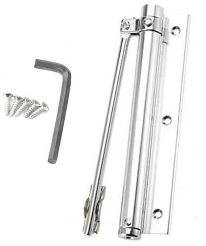 DTXLX Cierrapuertas Aluminio 180mm Plateado | Cierrapuertas de aluminio con resorte ajustable. Montaje automático. 180mm plateado con 5 tornillos.