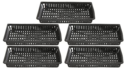 Tyenaza 5 Pezzi Cestino per Piantare Acquario, Vasi in Rete in plastica Nera Cesto per Stagno con Intaglio Vasi per Piante da Acquario per la Coltivazione di Piante d'Acquario