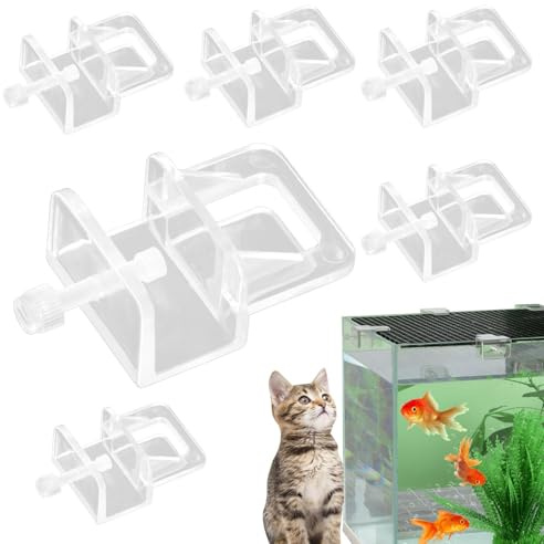 Akvariumlocksklämmor - akvariumlock, förpackning med 6 genomskinliga