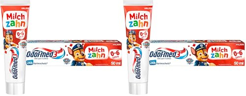 Odol-med3 Zahnpasta Milchzahn, für gesunde Milchzähne bis 6 Jahre, 50ml, Odol-med3 Zahncreme für Kinder besteht zu 95% aus Inhaltsstoffen natürlichen Ursprungs. (Packung mit 2)