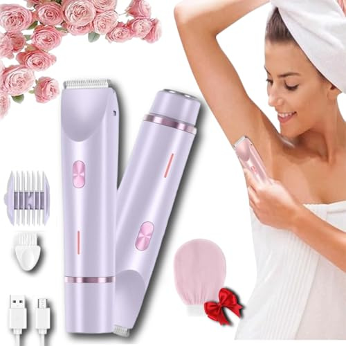 Sianova Bloomshave - 2-In-1 Damen Körperrasierer, Sianova Rasierer, intimrasierer für frauen, Ipx7 Wasserdicht, Nass & Trocken Anwendbar, Usb-C Aufladung, Für, Körper,Gesicht,Beine & Achseln (Lila)