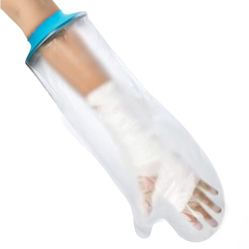 JYNXOR Protector de ducha para brazos, protección contra escayola impermeable, brazo de yeso reutilizable, cubierta protectora impermeable,Se adapta a la mayoría de brazos de adultos (manga corta)