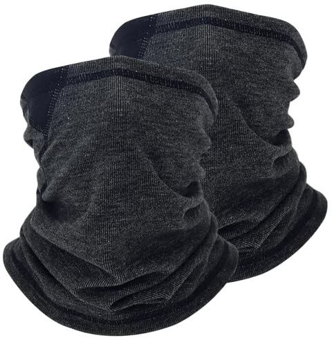 Pack 2 Bufandas Tubulares de Invierno Térmicas, Braga de Cuello para Hombre y Mujer, Bufanda Tubo Elástica, Braga de Cuello a Prueba de Viento para Correr, Senderismo, Ciclismo, Esquí – Gris Carbón