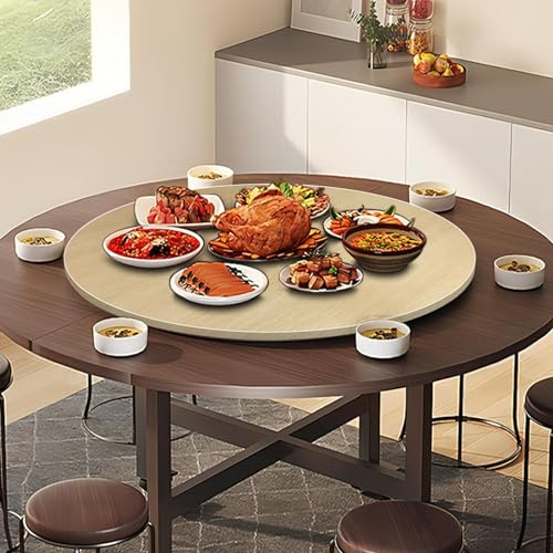 Plato de madera giratorio de 360°, 50 x 100 cm de diámetro, bandeja redonda para servir para compartir alimentos sin esfuerzo, ideal para mesas de comedor y reuniones familiares