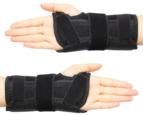 MENUY 2 stycken handledsbandage, handledsskena med metallskena, skena handled senskidinflammation för tendinit, artrit, stukframställning för män kvinnor