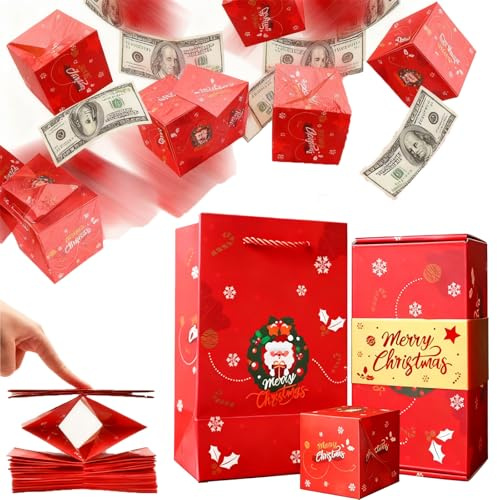 14-teiliges Überraschungsbox Set, Explosionsbox Weihnachten mit 12 Pop Up Boxen, 1 Geschenkbox und 1 Geschenktüte, Ideal als Geldgeschenk Weihnachten