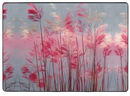 HHGFASD Tappeto con motivo a canne rosa, 203 x 147 cm, per soggiorno, ufficio, tavolino da caffè, letto, balcone, morbido, soffice, assorbe l'acqua, durevole