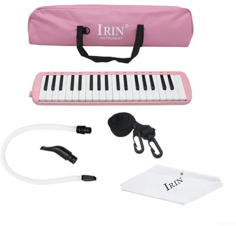 Melodica, 1 Tastatur mit 37 Tasten, mit Röhre und Tragetasche, heller Ton und einfaches Spielen für Schüler, Melodica für Unterricht, Praxis und Musikunterricht (Rosa)