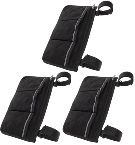 Tofficu Lot de 3 Sacoches Latérales pour Fauteuil Roulant Plusieurs Poches, Bande Réfléchissante, Tissu Résistant, Compatible Fauteuil Roulant Électrique et Déambulateur,