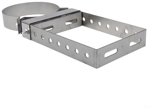 Glomc Stainless Steel Chimney Pipe Holder 6 Inch Adjustable Flue Liner Bracket Clamp for 150mm Stove Pipe, Secure Wall Support Hanging Clip for Fireplace Wood Boiler(150 short)