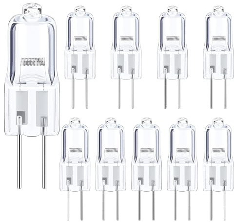 Nexaflow 10 Stück G4 Halogenlampen 20W 12V, Klare Glühbirnen mit G4 Sockel, 2-Pin Halogenlampen 2700K, für Unterbauleuchten, Spots, Wohnmobil, Boot, Schminkspiegel, Nicht dimmbar