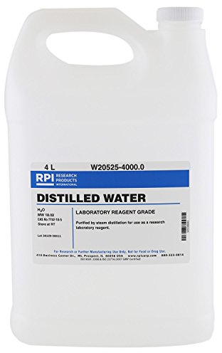 Distilled Water, Laboratory Grade, 4 Liters