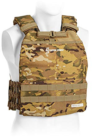 Capital Sports Battlevest 2.0 – viktväst, inkl. 2 viktplattor: 2 x 8,75 lb, hög stoppning, optimal viktfördelning, snabb frigörningskabel, camo