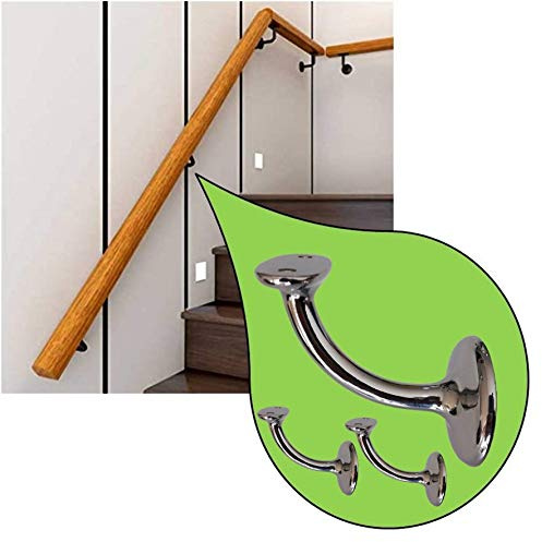 Parpyon® Supporti per corrimano a muro Staffe tubo passamano legno o Ferro accessori per ringhiere, Reggi Tubi con tasselli e viti prodotto italiano (Supporti V42, Cromo-V42)