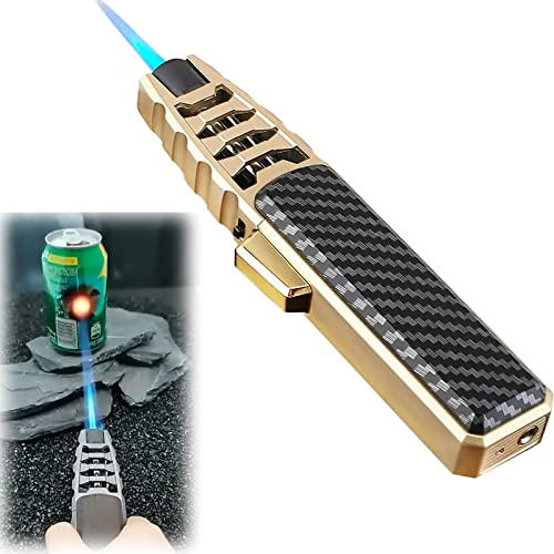 Wopedally Windproof Straight Torch Blue Flame Lighter, Turbine Jet Lighter Heavy Duty refillable Fluid Multipack, Wind Resistant Torch, lighters Butane (Gold)