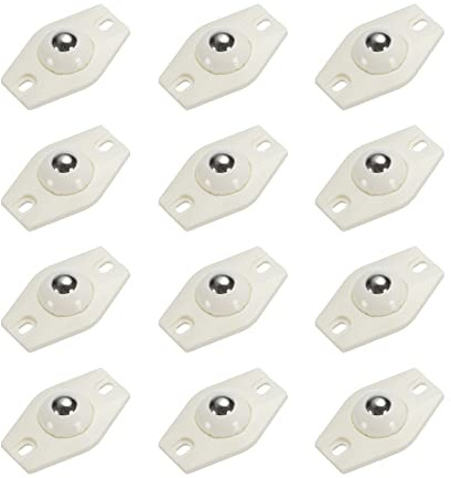 sourcing map Kleber Mini Laufräder (Weiß - 12Stk) Schwenkbare Universalrolle 360 Grad Drehung Kleberolle für Behälter Lagerboxen Möbel Mülleimer