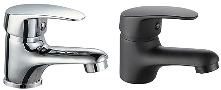 INGUZ - Linea Viggo - Rubinetto per lavabo durevole con aeratore, a risparmio d'acqua, monocomando per lavabo, miscelatore per acqua fredda e calda, rubinetto in metallo resistente. (CROMO)