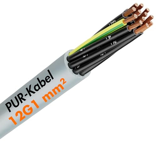 10 Meter Lapp 1312212 Ölflex Classic 400 P Steuerleitung 12x1 mm² grau mit grün-gelbem Schutzleiter I PUR Kabel UV-beständig I ozon-, hydrolyse- und witterungsbeständig I Steuerkabel 12 adrig