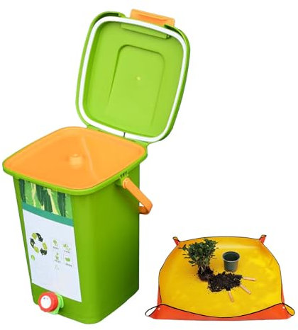 avec Robinet pour Collecter Le Liquide De Compost Poubelle Compost 8L/10L/15L/20L Facile à Nettoyer avec Le Couvercle D'étanchéité Poubelle Composteur De Cuisine,Style4(20L)-1Set