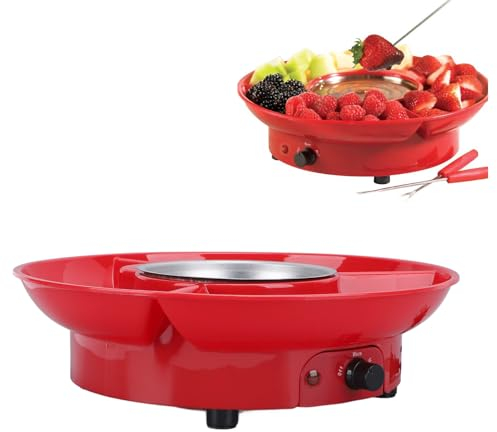 Qcwwy Pot de Fusion de Chocolat, Machine à Fontaine de Chocolat électrique, Ensemble de Pots à Fondue à l'huile avec Plateau Amovible, Température Réglable, Chauffe-Chocolat (Prise UE