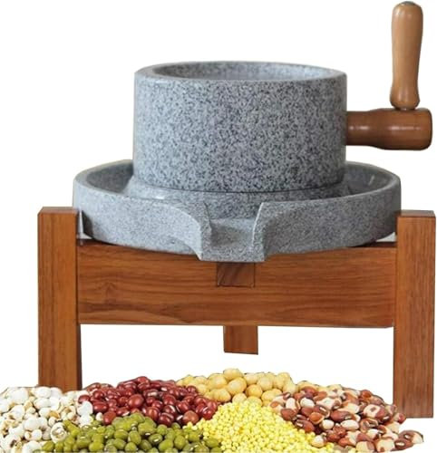 NXSLONE Molino de Grano,Molino de Piedra Pulverizador de manivela/Molino de Pasta/Molino de harina, Molinillo Hecho a Mano for Bayas de Trigo, maíz, Frijoles Mungo, Semillas, Especias(L (25cmx40cm))