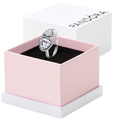 PANDORA Silberring für Damen Funkelnde Halo Herzen 193659C01
