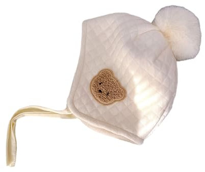 Montesy Baby-Mütze mit Cartoon-Bär-Stickerei, weich und warm, Gehörschutz, Haubenkappen für Säuglinge und Kleinkinder im Alter von 0–9 Monaten, Wie die Bildshow, Medium