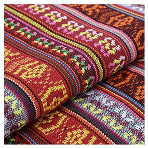 BrightGlow Baumwolle Stoff zum Nähen Ethnisches Muster Baumwollstoff Boho-Stoff Meterware Exotische Blumen Stoff Baumwoll-Leinenstoff Bunter Retro-Dekostoff Zum Nähen Kostümstoff 2# 100 X 150CM