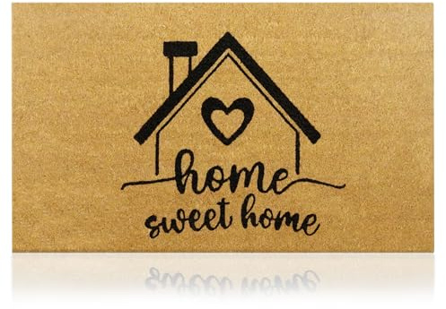 Zerbino Home Sweet Fibra di Cocco - 70x40cm - Zerbino Ingresso Casa con Superficie Antiscivolo in PVC e Fibra Cocco - Per Corridoi,Porte Esterne-Accessori per la Casa-Design Minimalista Originale
