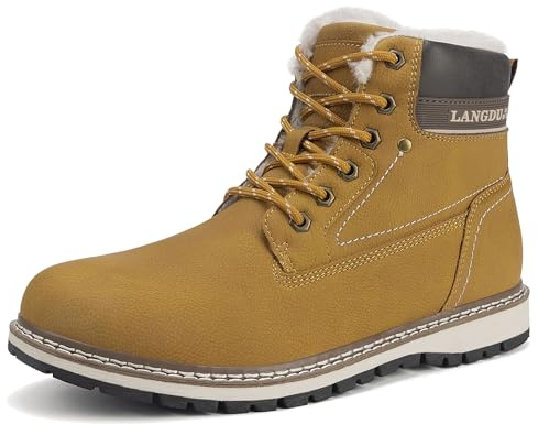 LANGDU Stivali Uomo Invernali Scarpe Inverno Scarponi Trekking Neve Caldo Fodera Stivaletti 41-46EU