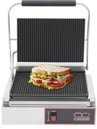 Sandwich Press - Pressa elettrica per barbecue a contatto, per hamburger, per uso commerciale, per panini, griglia elettrica a contatto con display a LED